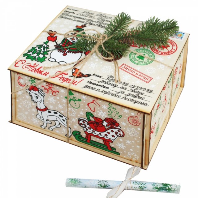 Особенности деревянной упаковки для сладких новогодних подарков